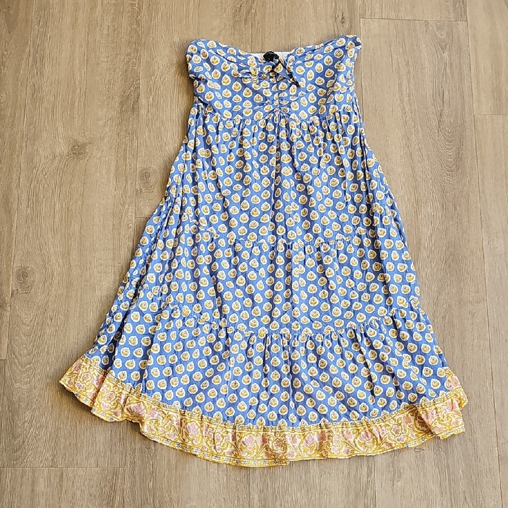 J. Crew Floral Blue and Yellow Dress Size Small